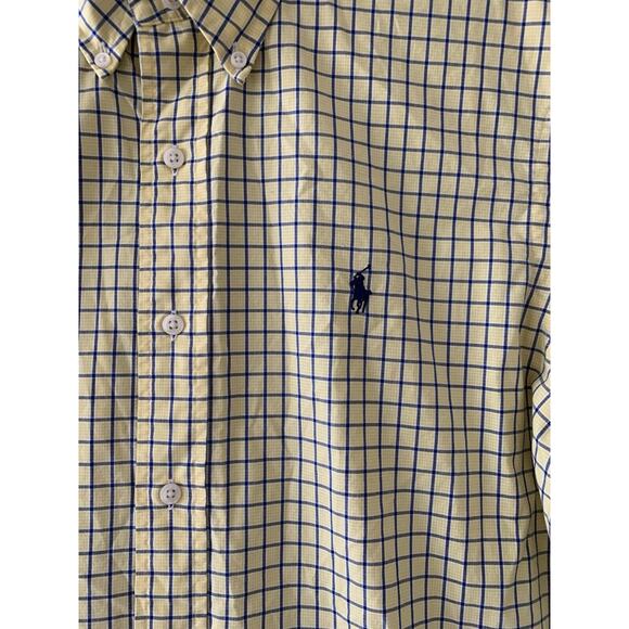 Ralph Lauren Yellow Blue Plaid‎ Button Down Shirt Mens Sz Large Custom Fit - Picture 5 of 7